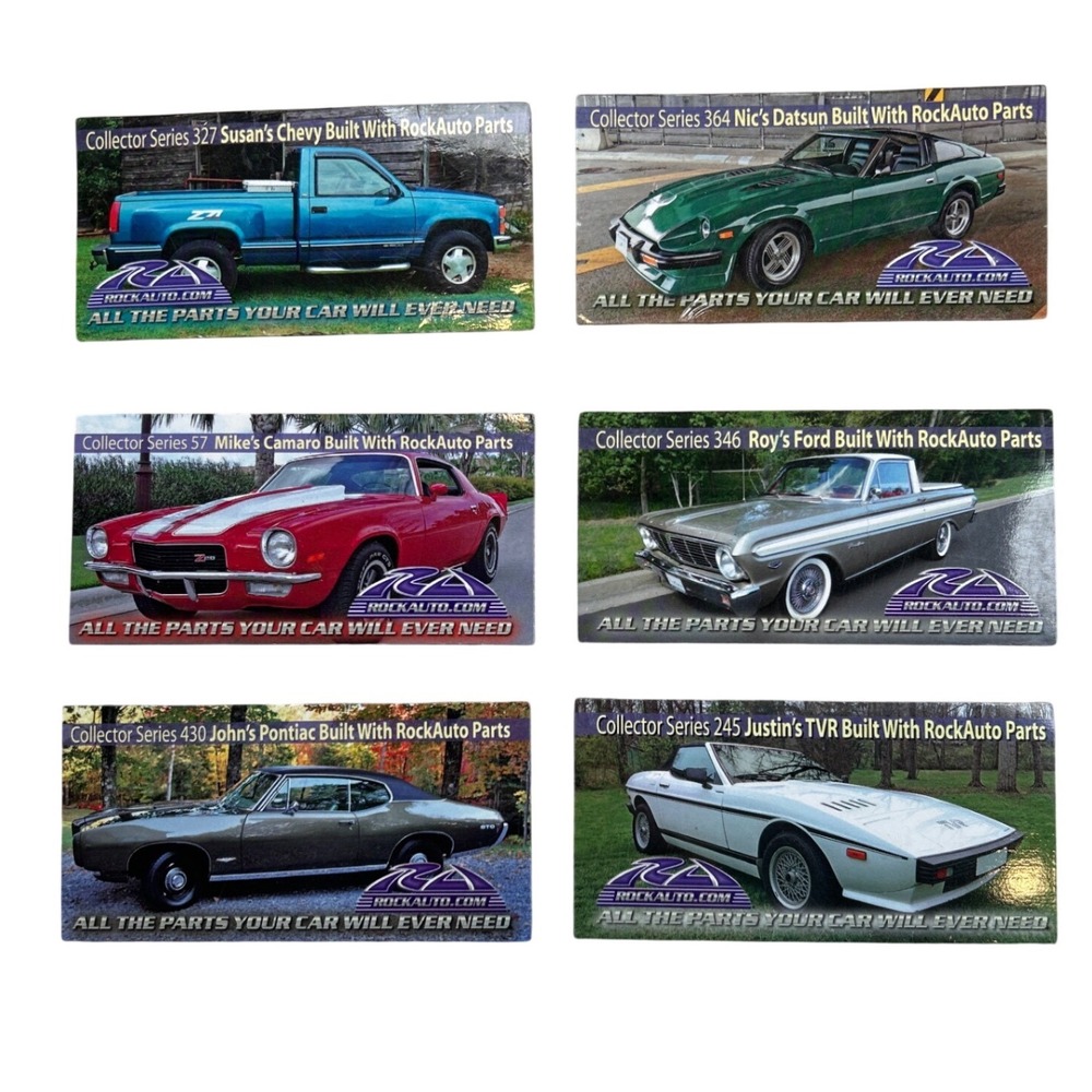 RockAuto Collector Series‎ Magnets Set of 6 Chevy Datsun Camaro Ford Pontiac TVR